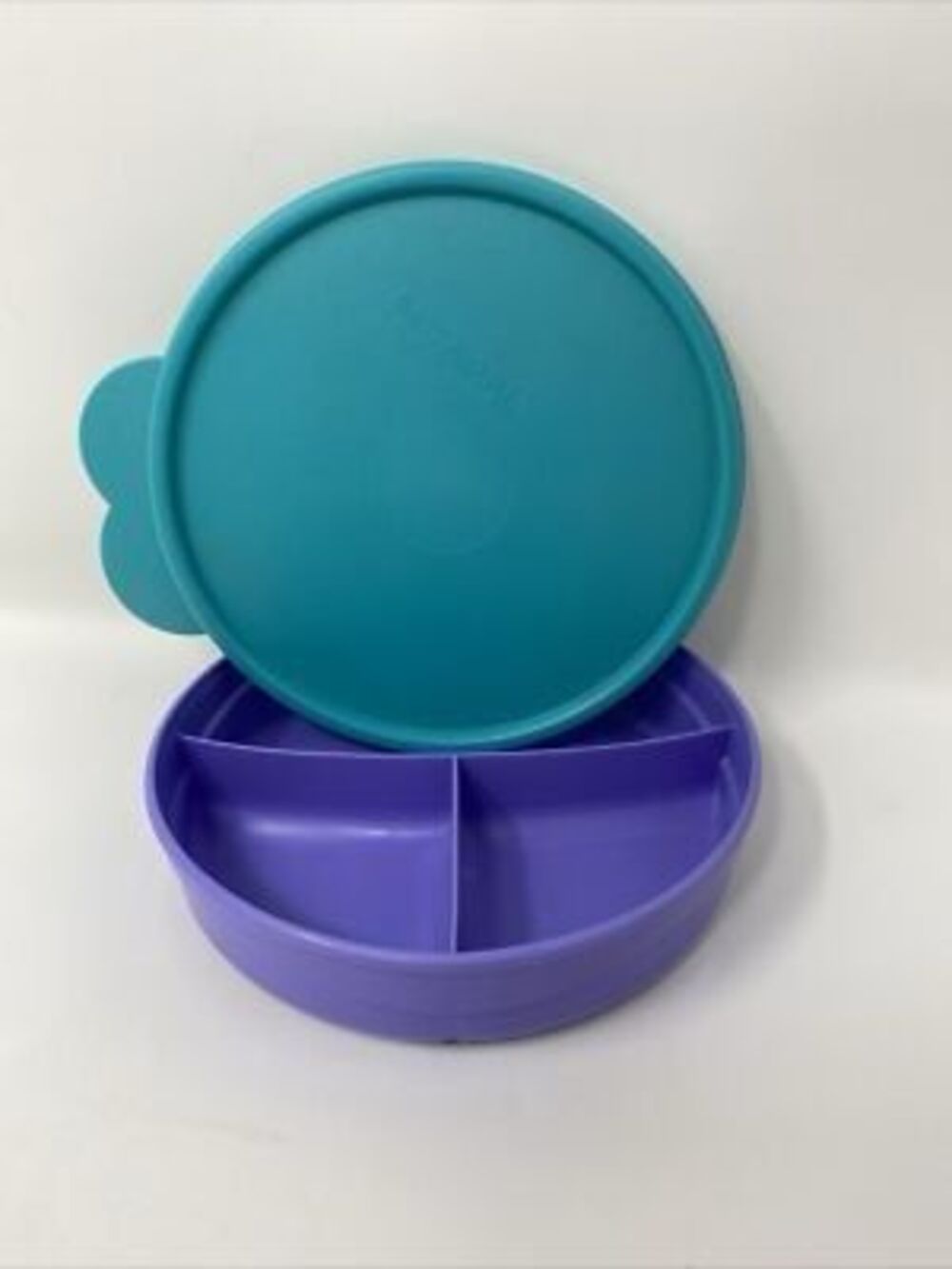 Tupperware Retired Munch Kids Toddler Stay Put Divided Dish Bowl Plate Lid